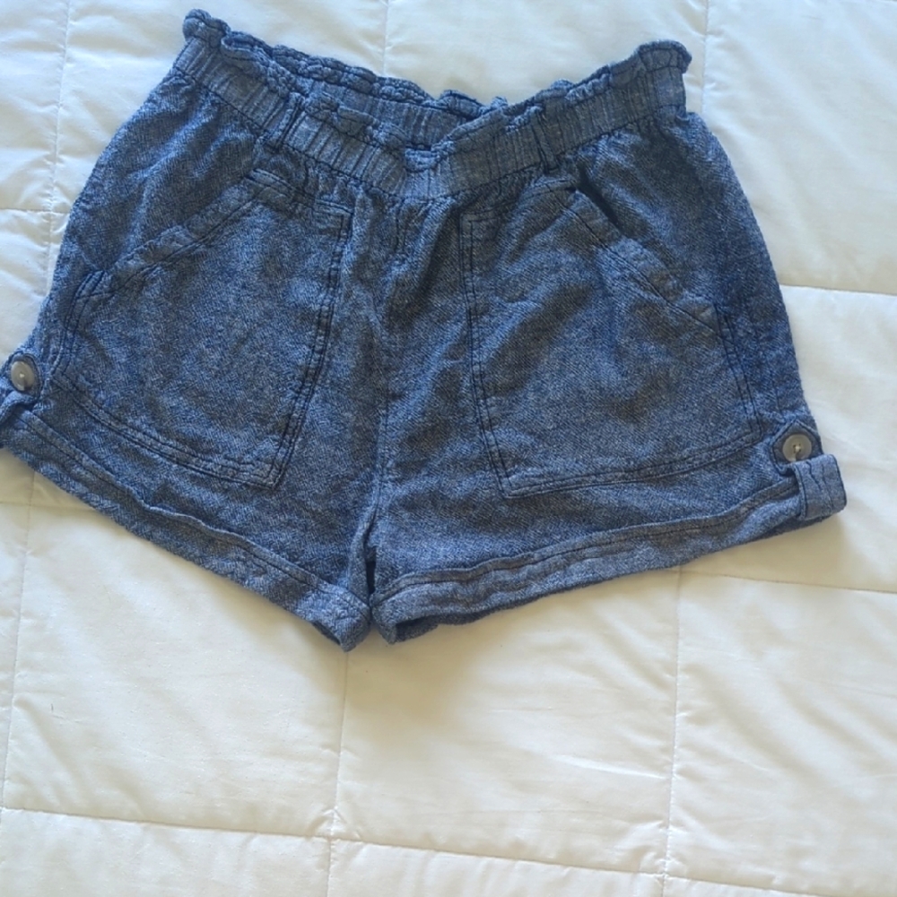 Casual Blue Denim Shorts (Linen Blend) Size M